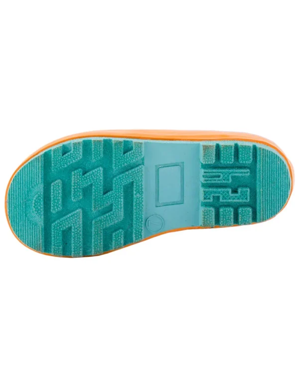 Blue, Orange & Aqua Loop Handle Rubber Rain Boots - Image 4
