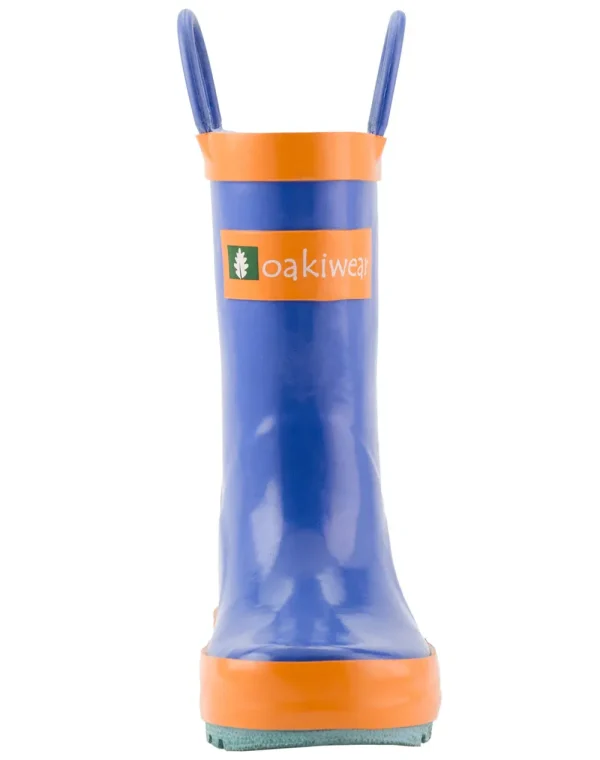 Blue, Orange & Aqua Loop Handle Rubber Rain Boots - Image 5